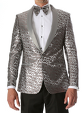 Men's Webber Silver Modern Fit Shawl Collar Tuxedo Blazer