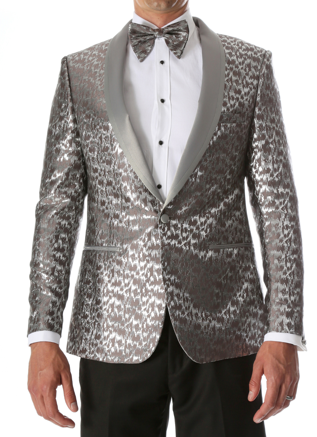 Men's Webber Silver Modern Fit Shawl Collar Tuxedo Blazer