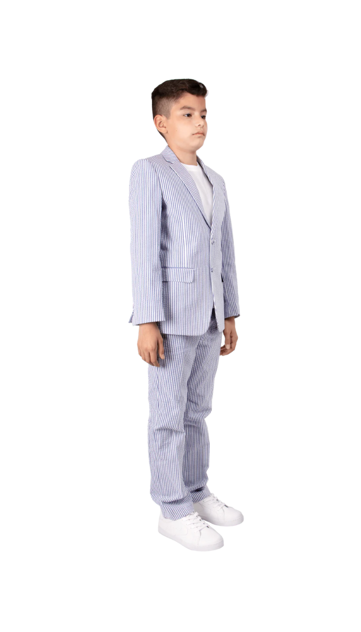 Ferrecci Boys Seersucker 2pc Suit Set Blue