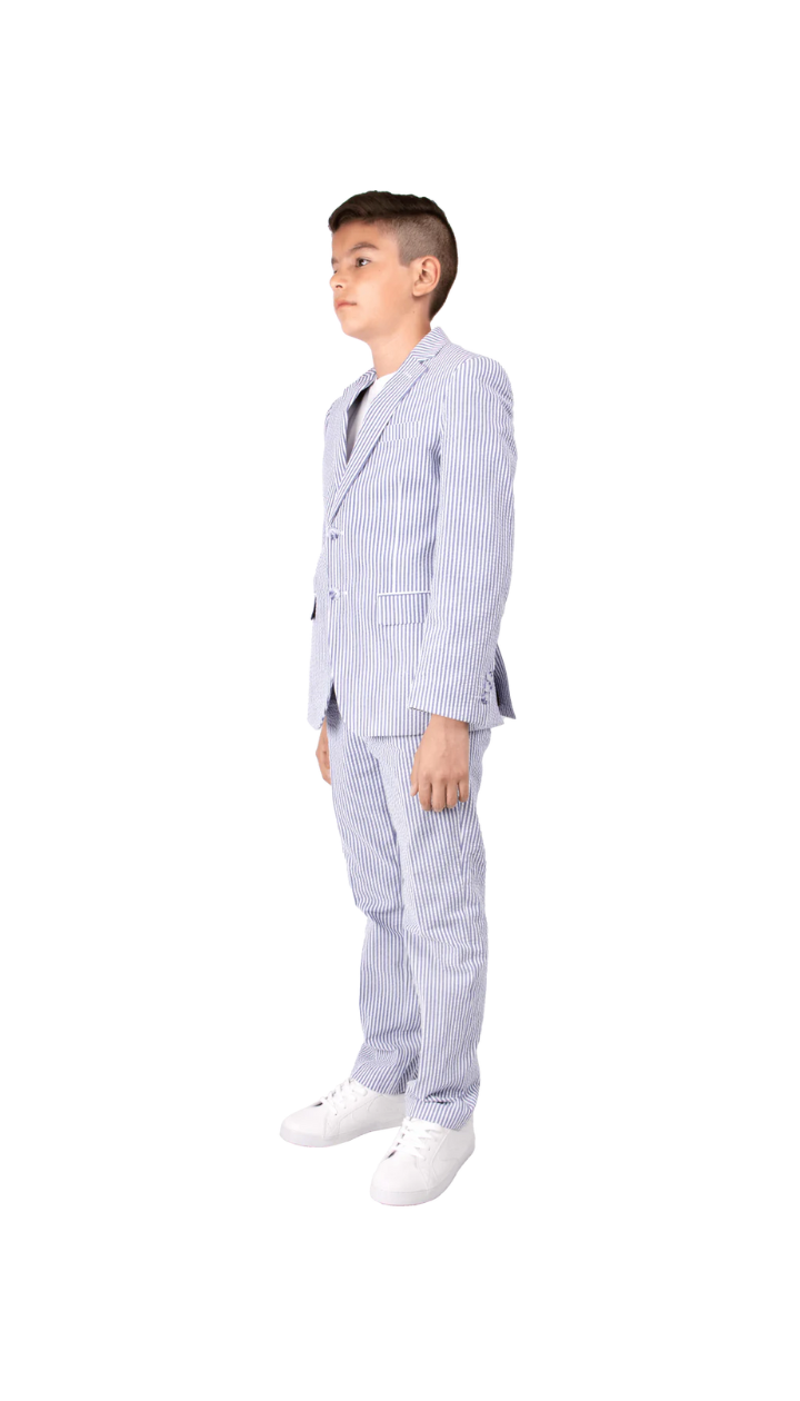 Ferrecci Boys Seersucker 2pc Suit Set Blue