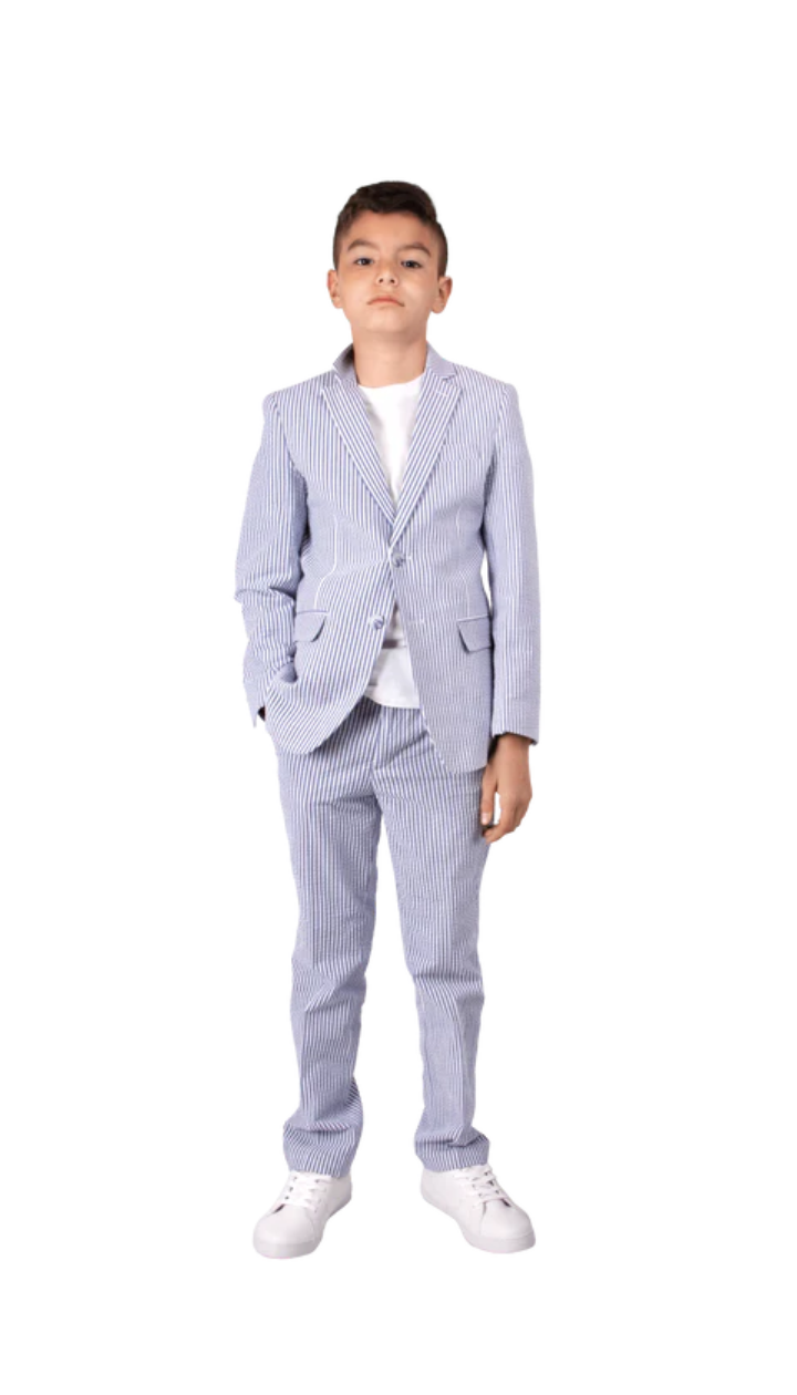 Ferrecci Boys Seersucker 2pc Suit Set Blue