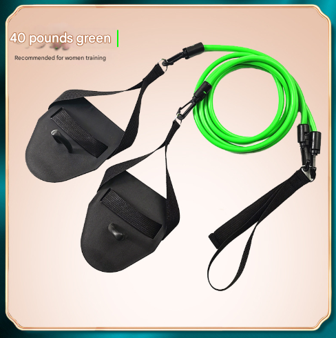 NNEDSZ Green Flippers [Training Stroke] [40lbs] Swim Resistance Band Trainer - Dry-Land Arm Strength & Stroke Exercise Cords