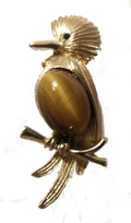 Vintage Bird Brooch with Tiger's Eye Tummy