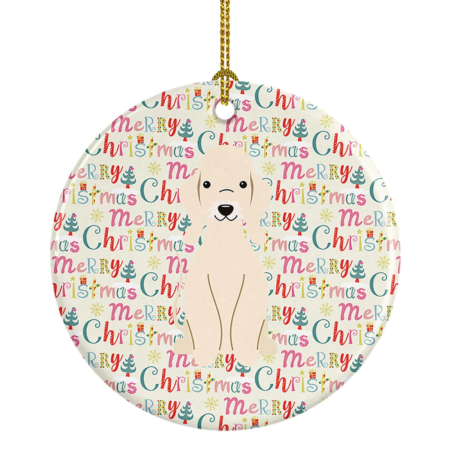 Merry Christmas Bedlington Terrier Sandy Ceramic Ornament