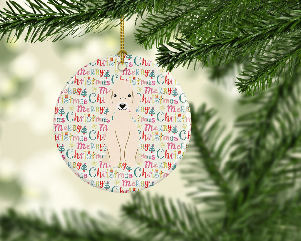 Merry Christmas Bedlington Terrier Sandy Ceramic Ornament
