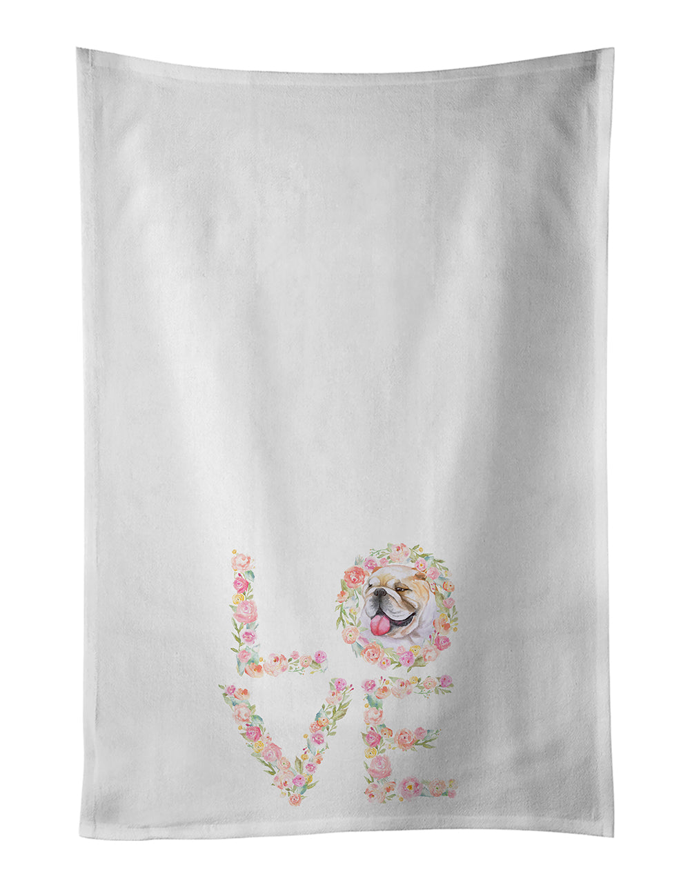 English Bulldog Love Kitchen Towel Set of 2