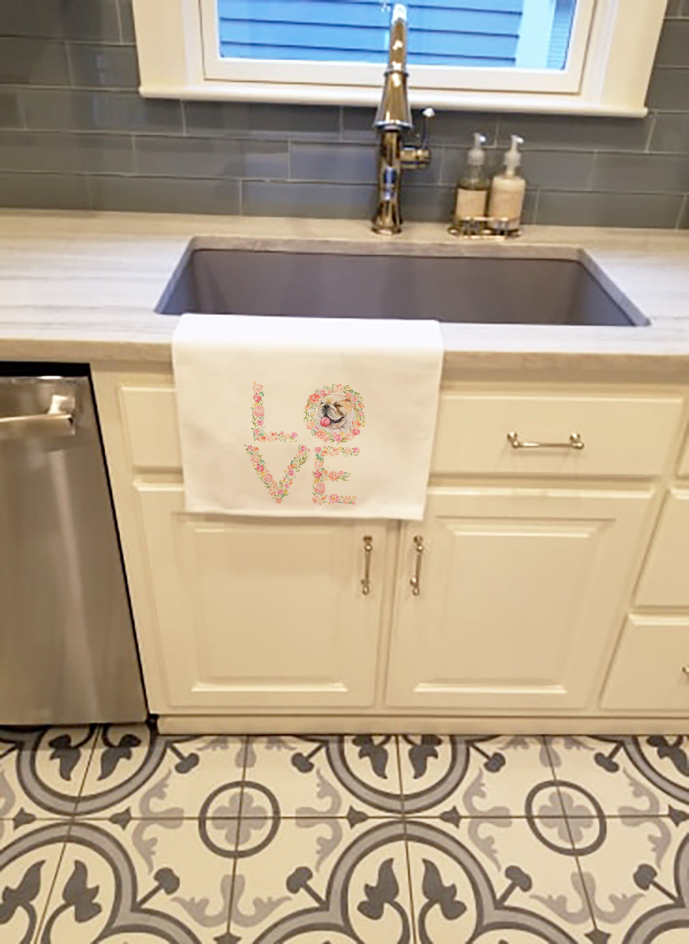 English Bulldog Love Kitchen Towel Set of 2