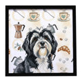 Black and White Tibetan Terrier Coffee Bar Framed Metal Print