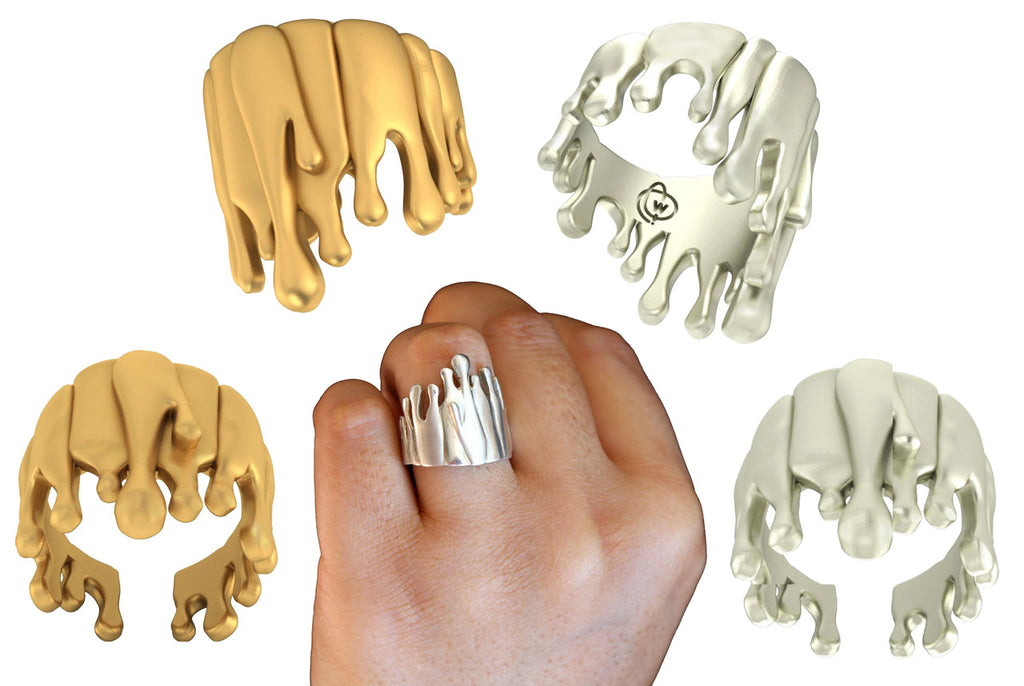 Antonio Wehrli Gravity Paint Drip Ring: Art into Jewelry-Sterling Silver
