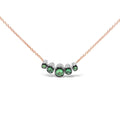 18K Rose Gold 3/4 Cttw Pave Diamonds and Graduated Green Tsavorite Gemstone Curved Bar Choker Necklace (G-H Color, SI1-SI2 Clarity) - Adjustable up to 14" - 16.5"