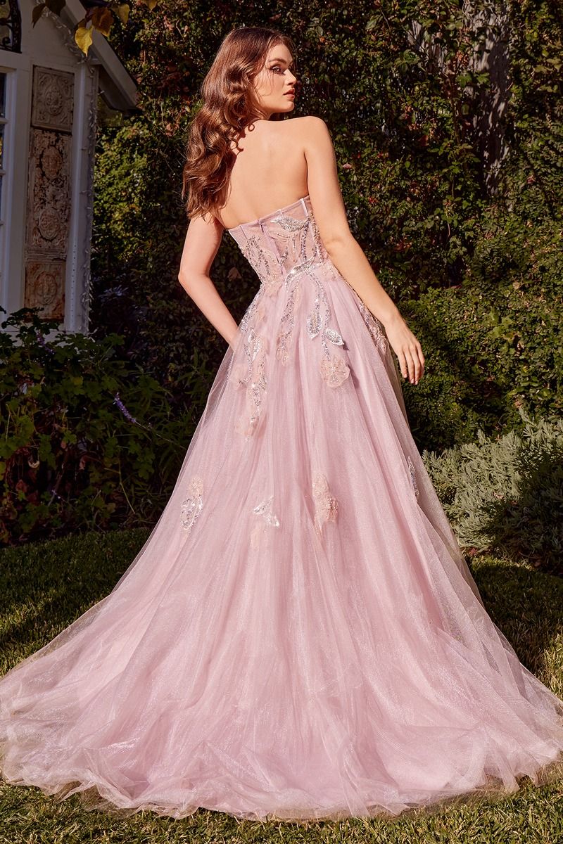 Strapless Blue Ball Gown