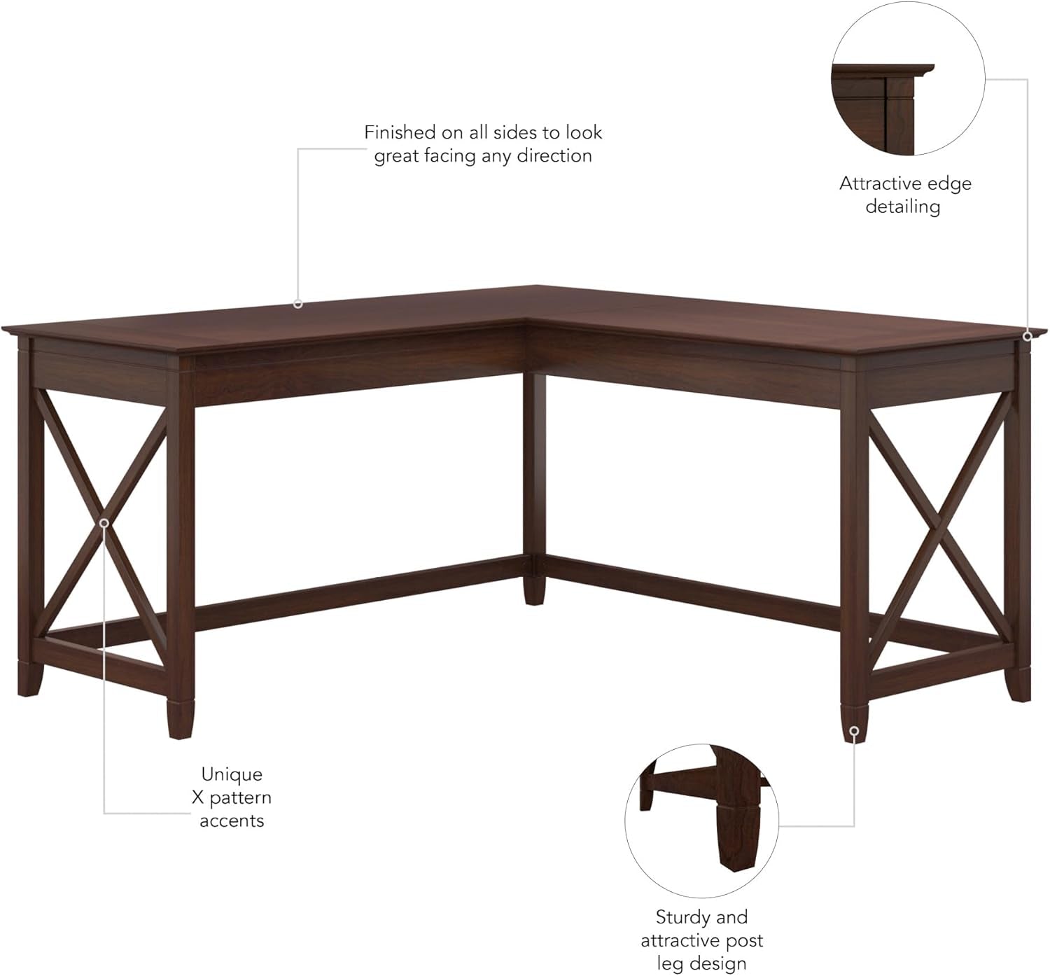 Key West 60W L Shaped Desk For Home Office Workspace