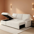 Sleeper Sofa Bed With Storage Chaise In White Boucle