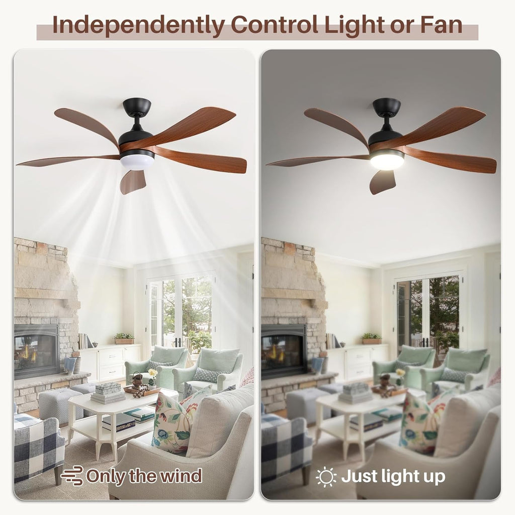 52 Inch Smart Ceiling Fan Three Color Lighting Remote