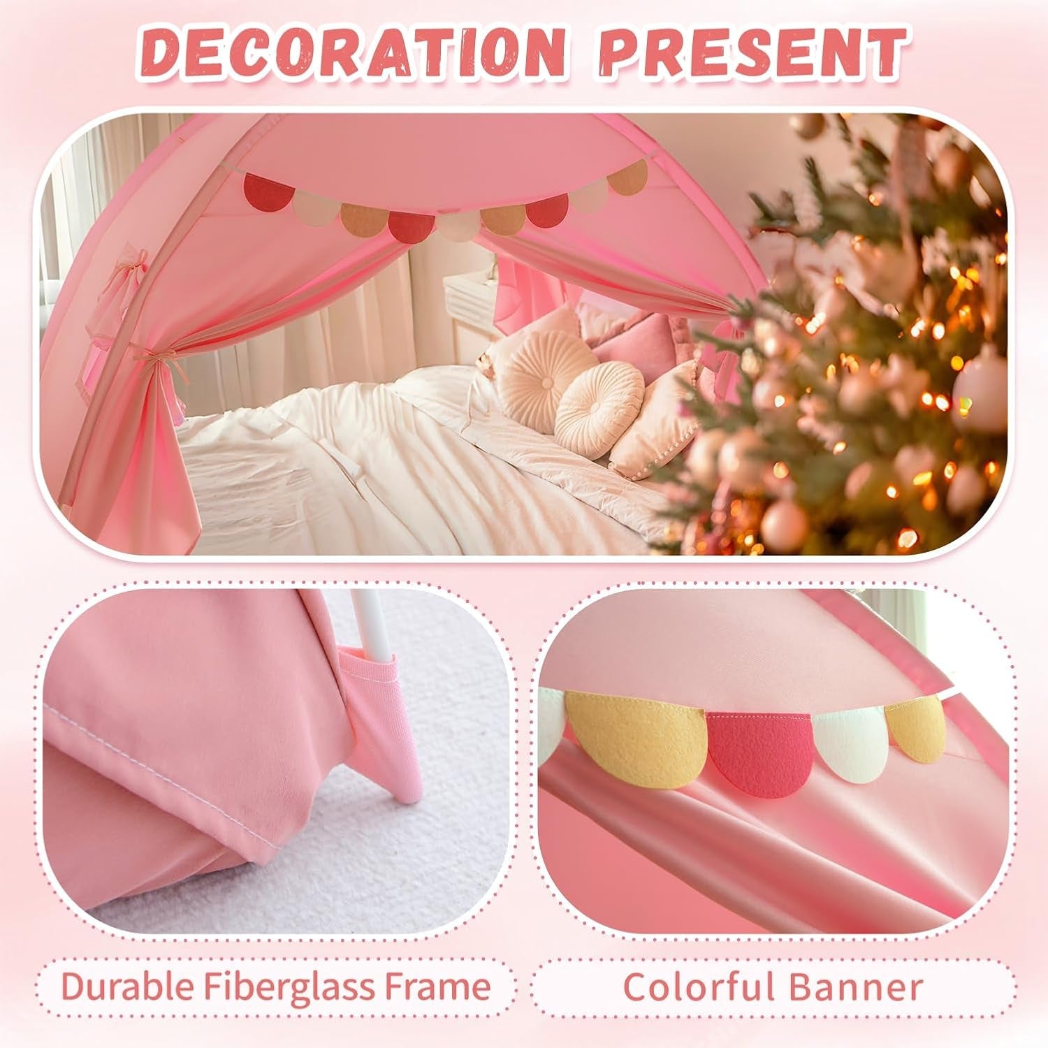 Pink Twin Bed Tent Blackout PrivacyShield Multifunctional