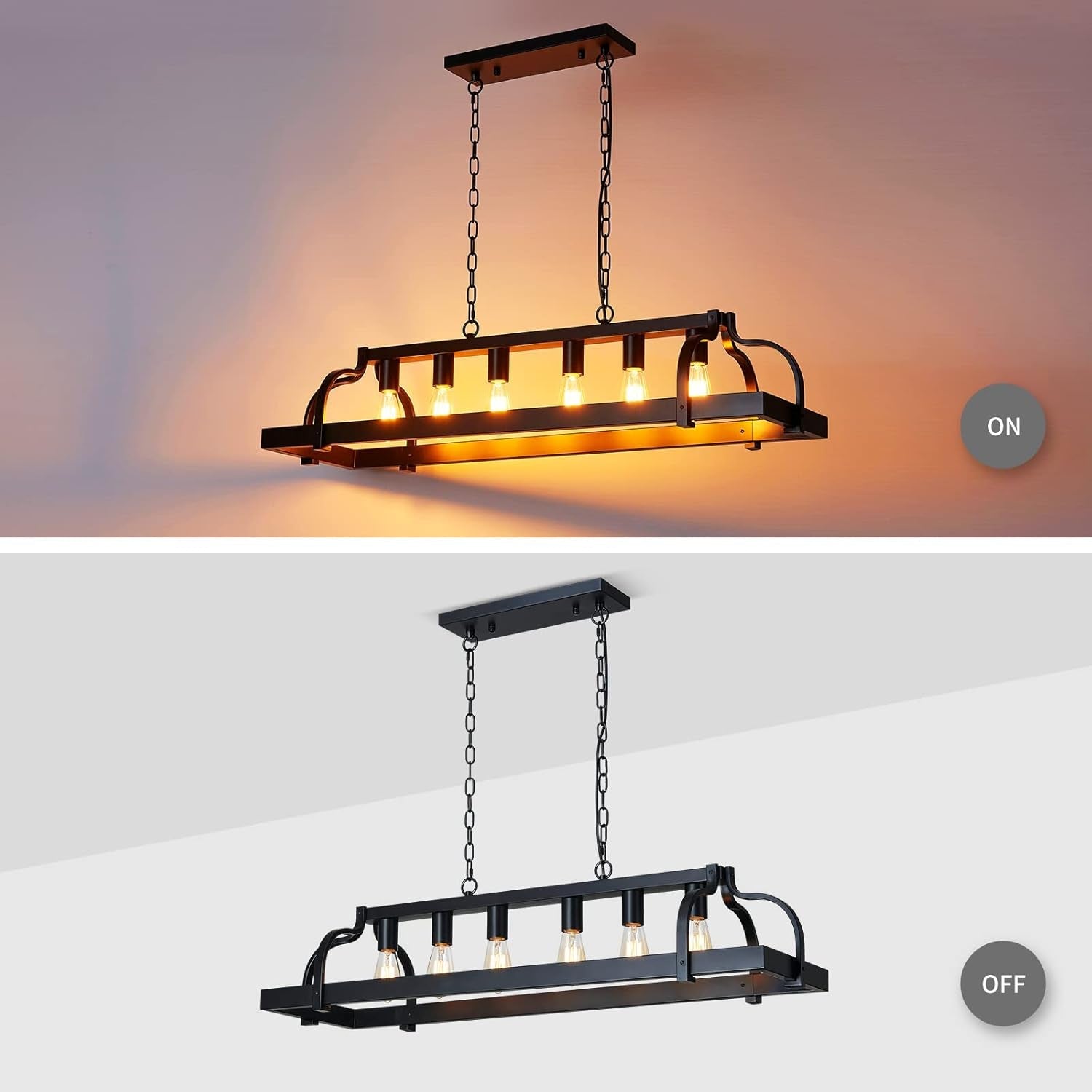 Black 6-Light Metal Pot Hanging Chandelier Fixture