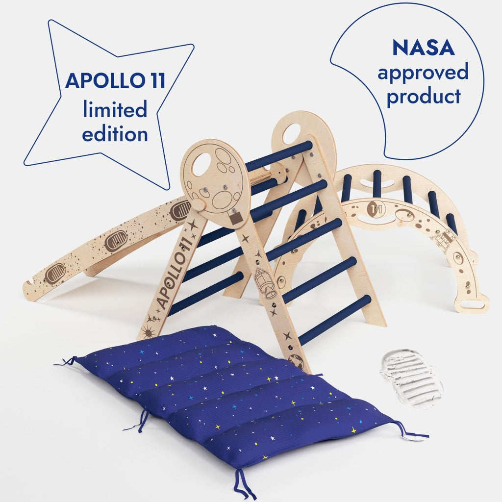 Apollo 4in1 Climbing Set:  Pikler Triangle, Arch, Slide Board, and Cushion for Little Toddlers Astronauts (1–3 Years)-1