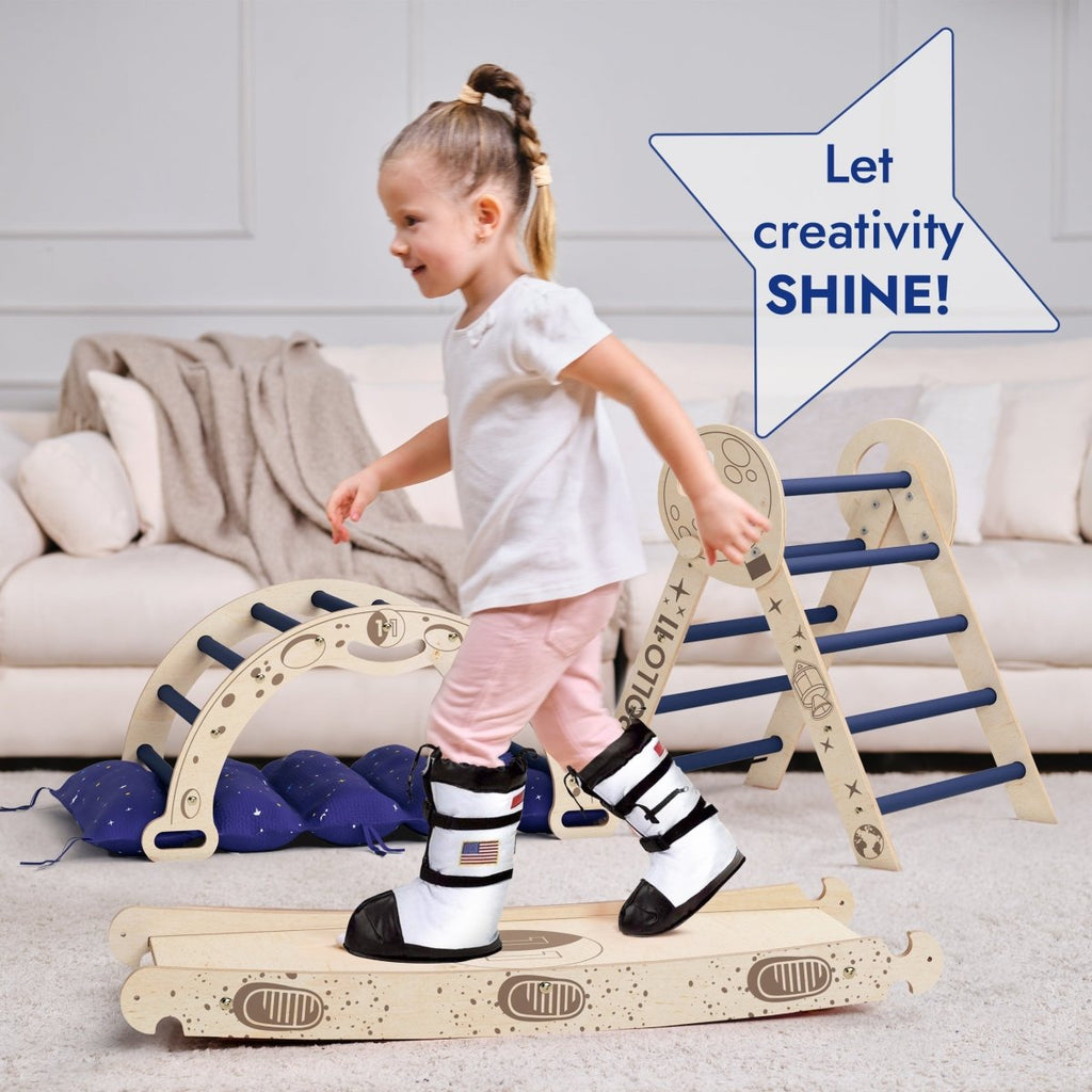 Apollo 4in1 Climbing Set:  Pikler Triangle, Arch, Slide Board, and Cushion for Little Toddlers Astronauts (1–3 Years)-3