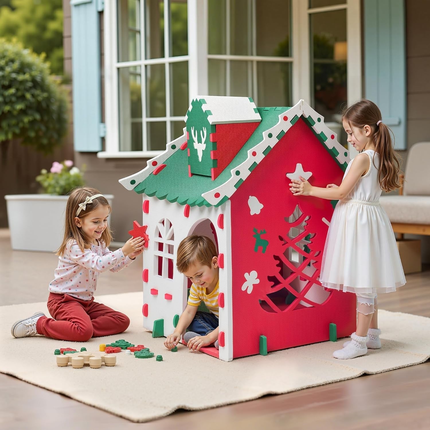 Green EVA Foam Kids Playhouse Foldable Indoor Outdoor
