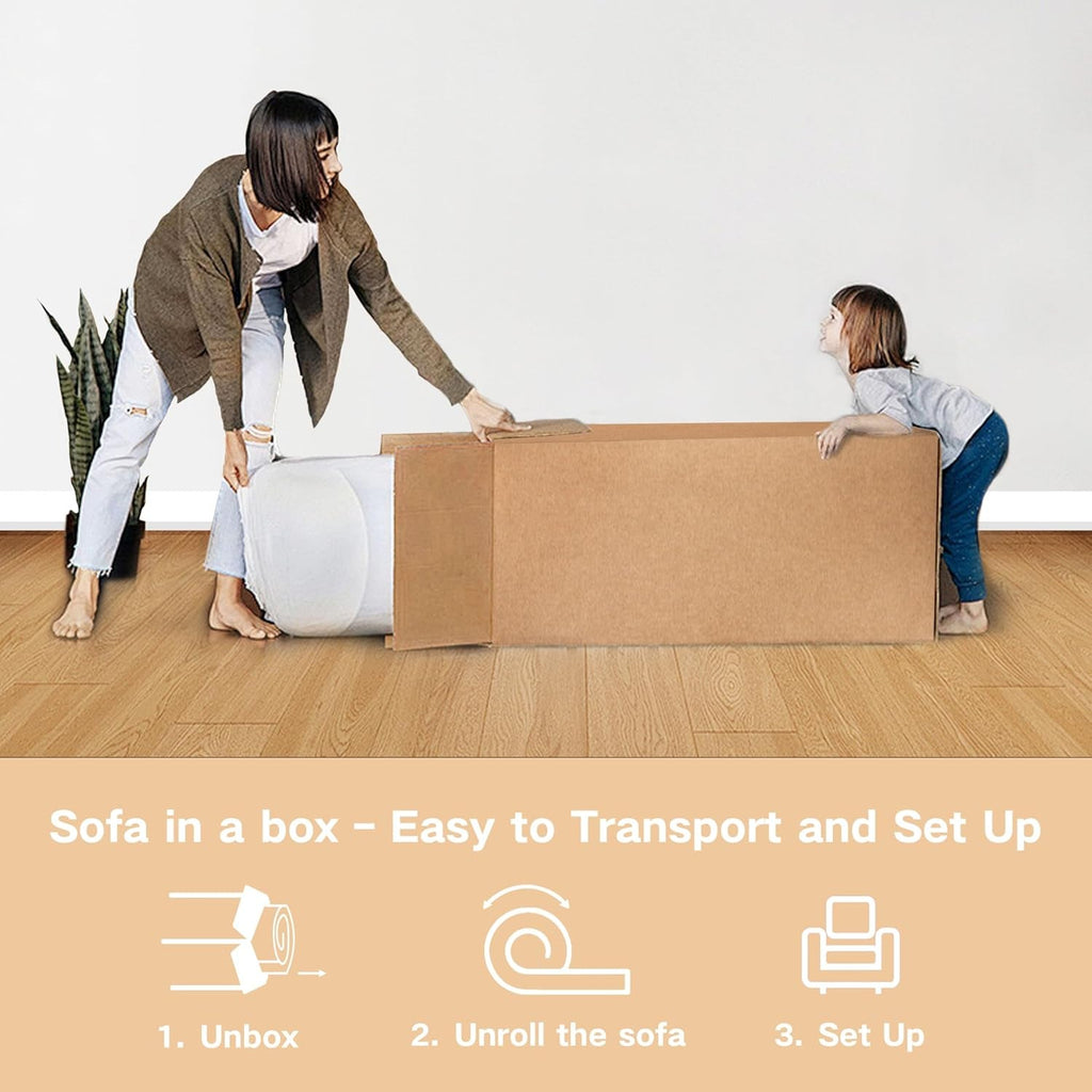 Sofa In A Box Memory Foam 3 Seater Grey Corduroy Fabric