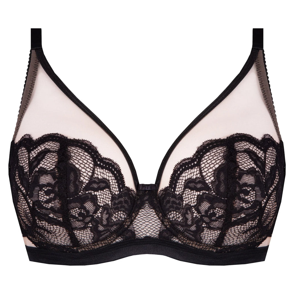 Sheer Mesh Lace Plunge Bra Carmella