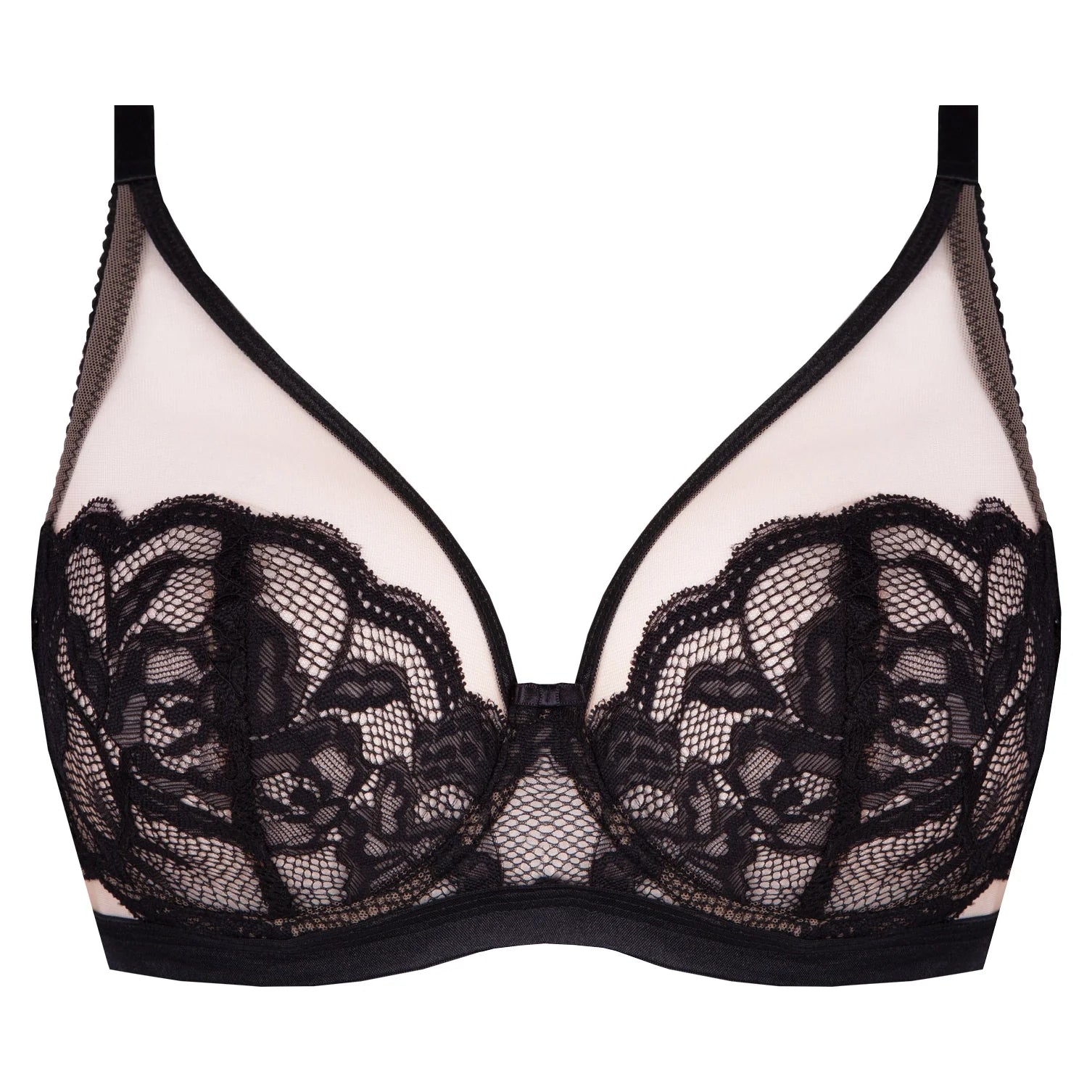 Sheer Mesh Lace Plunge Bra Carmella