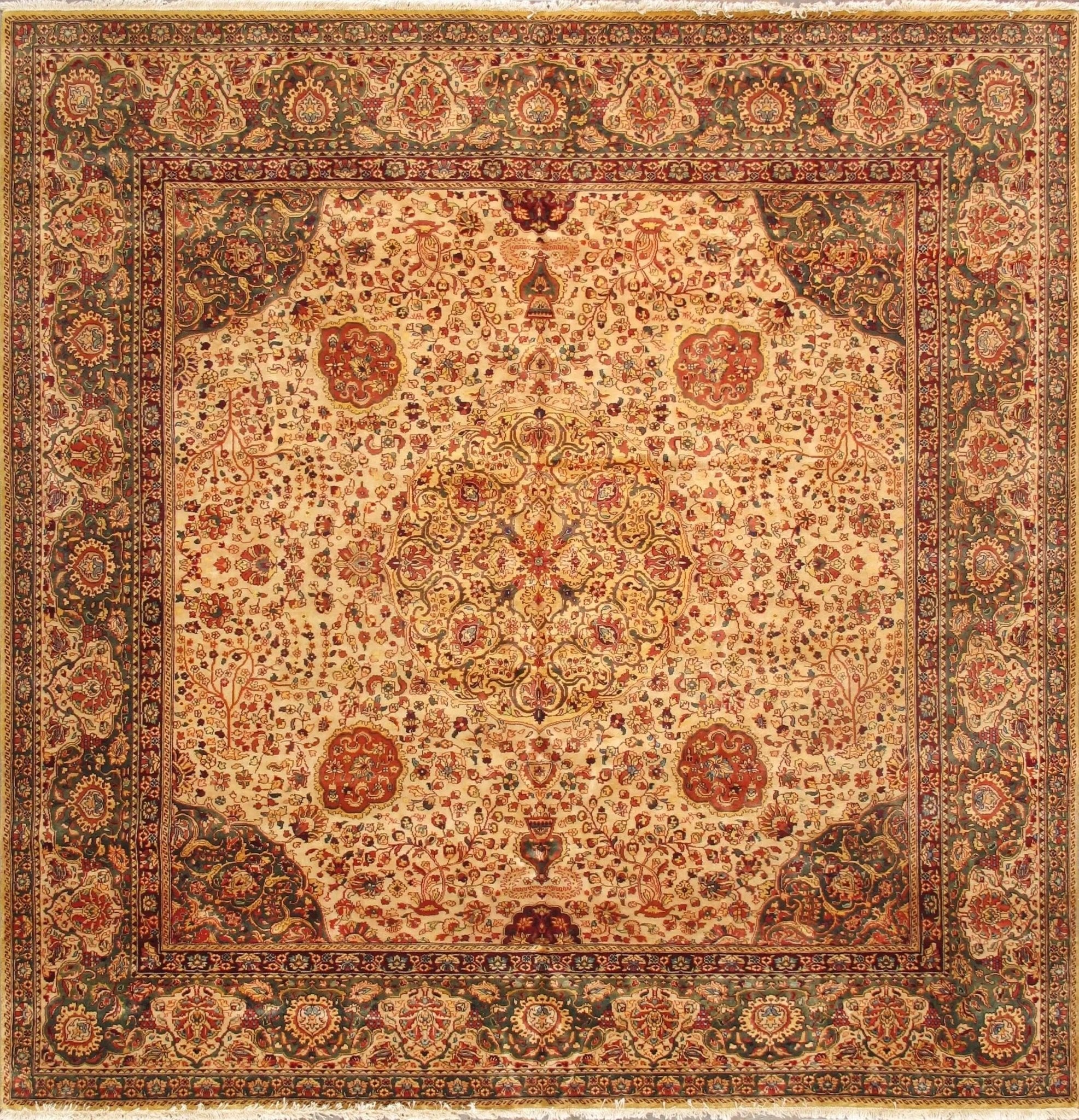 Canvello Agra Hand-Knotted Lamb's Wool Area Rug- 10' X 10'4"