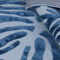Canvello Bamboo Silk Rug, New Apartment Gift, Floorcloth, TIGER Printed Rug, Minimalist Blue And White Panther Style Transitional WOOL RUG 5X8 ft