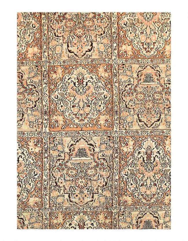 Canvello Fine Hand Knotted Art Silk Vintage Tabriz Design - 6' X 9'