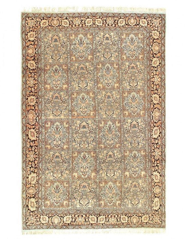 Canvello Fine Hand Knotted Art Silk Vintage Tabriz Design - 6' X 9'