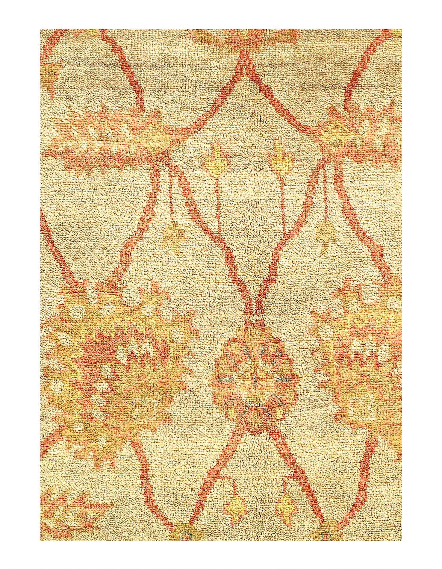 Canvello Handmade Beige Fine Turkish Oushak - 6' X 9'