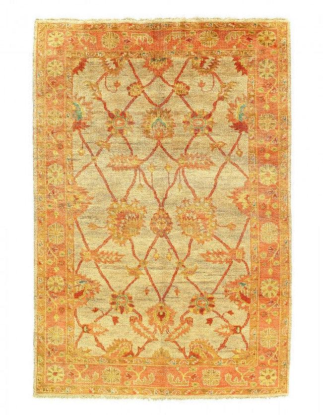 Canvello Handmade Beige Fine Turkish Oushak - 6' X 9'