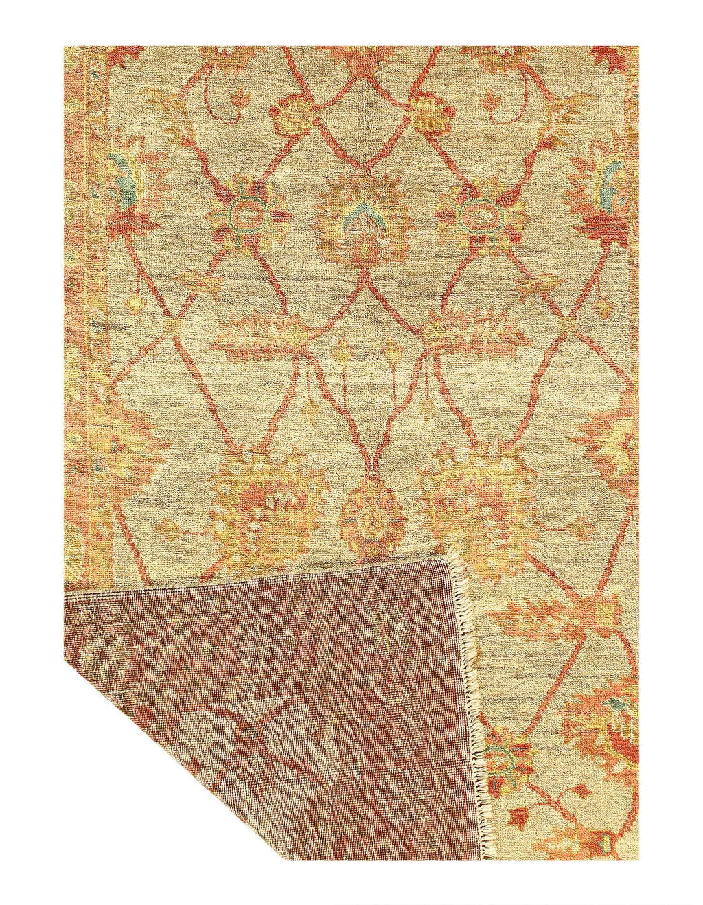 Canvello Handmade Beige Fine Turkish Oushak - 6' X 9'