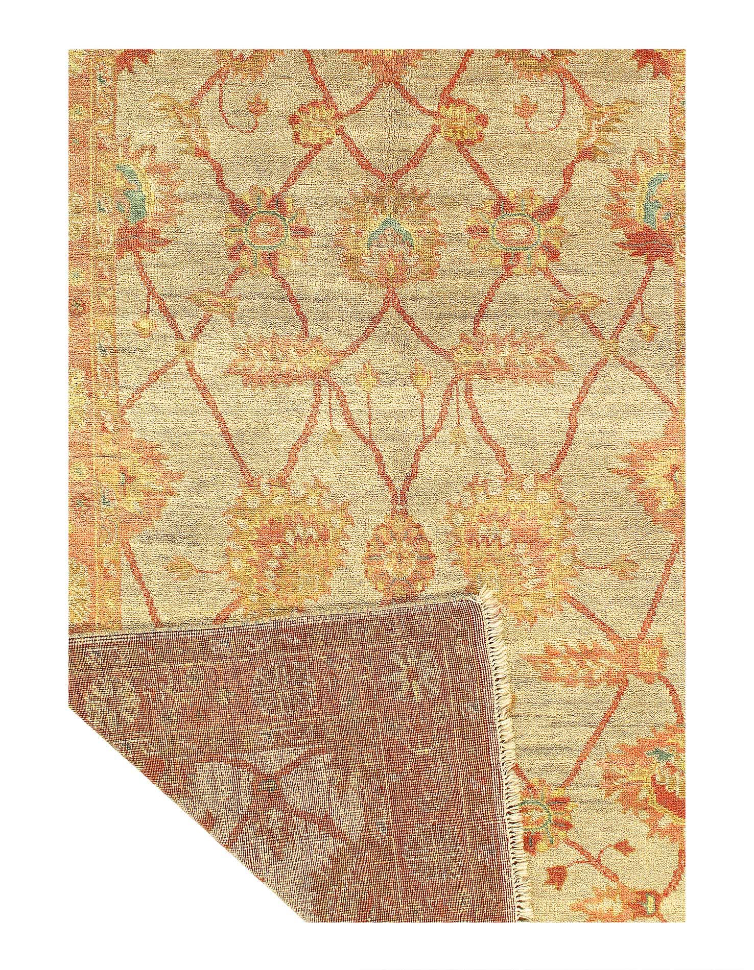 Canvello Handmade Beige Fine Turkish Oushak - 6' X 9'