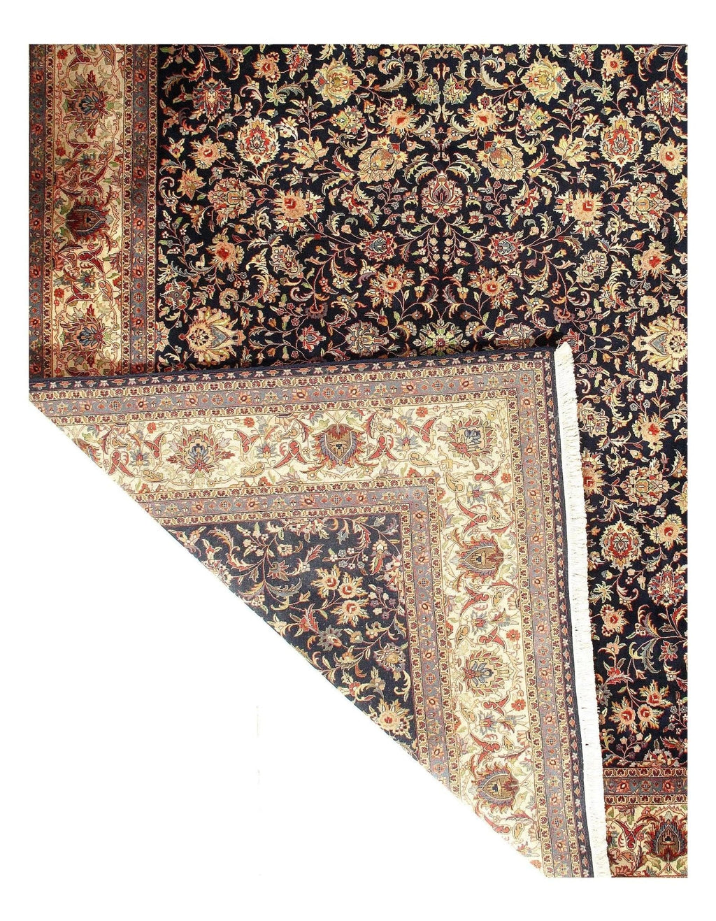 Canvello Indo Kashan Design Hand Knotted Rug - 9'1" X 12'3"