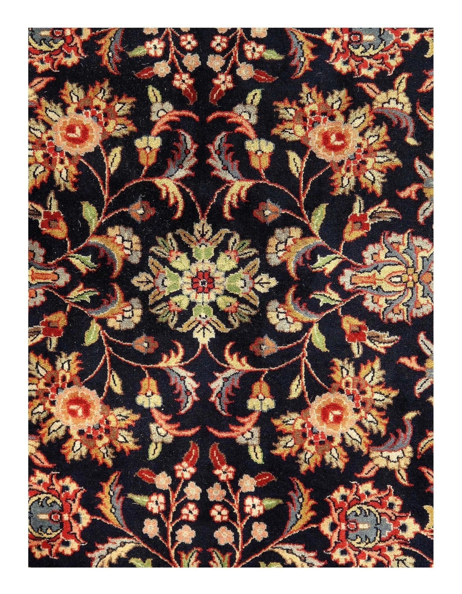 Canvello Indo Kashan Design Hand Knotted Rug - 9'1" X 12'3"