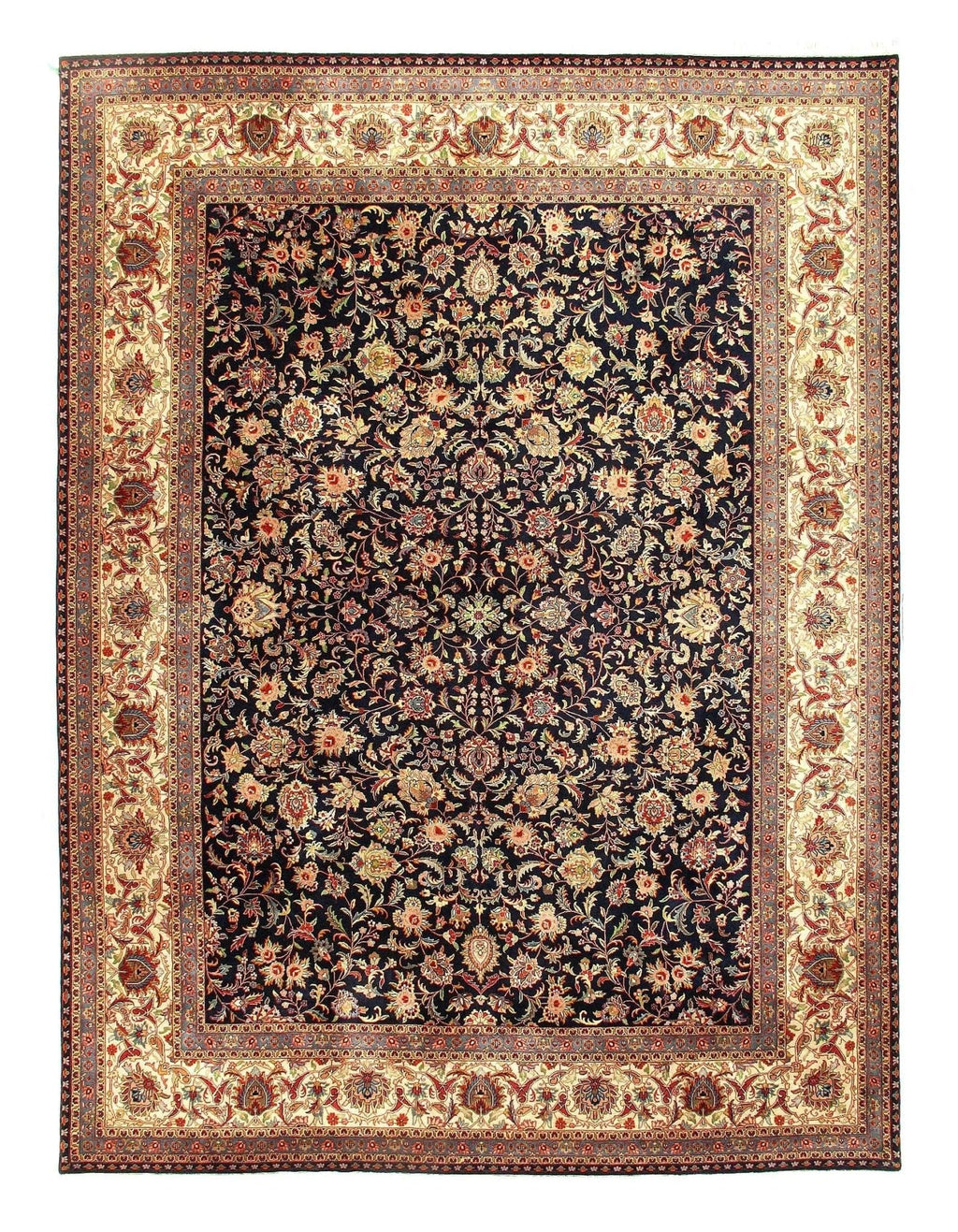 Canvello Indo Kashan Design Hand Knotted Rug - 9'1" X 12'3"