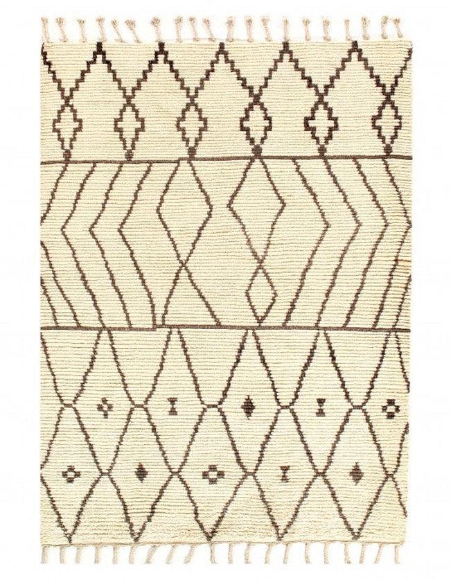 Canvello Ivory Fine Hand Knotted Moroccon 5'5'' X 7'3''