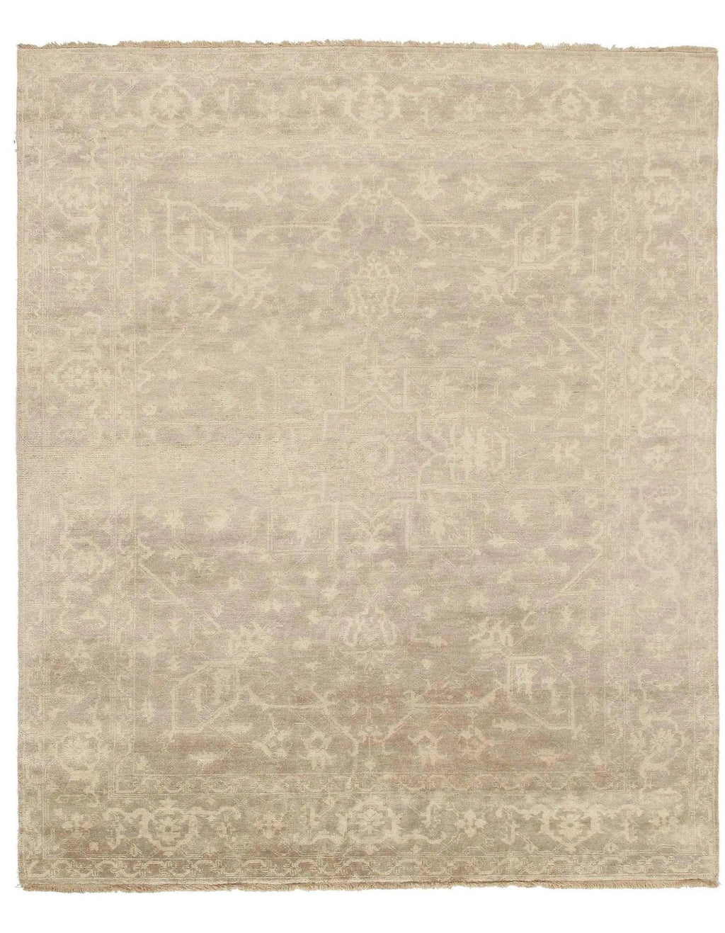 Canvello Ivory Hand Knotted Oushak design Rug - 8' X 9'5"