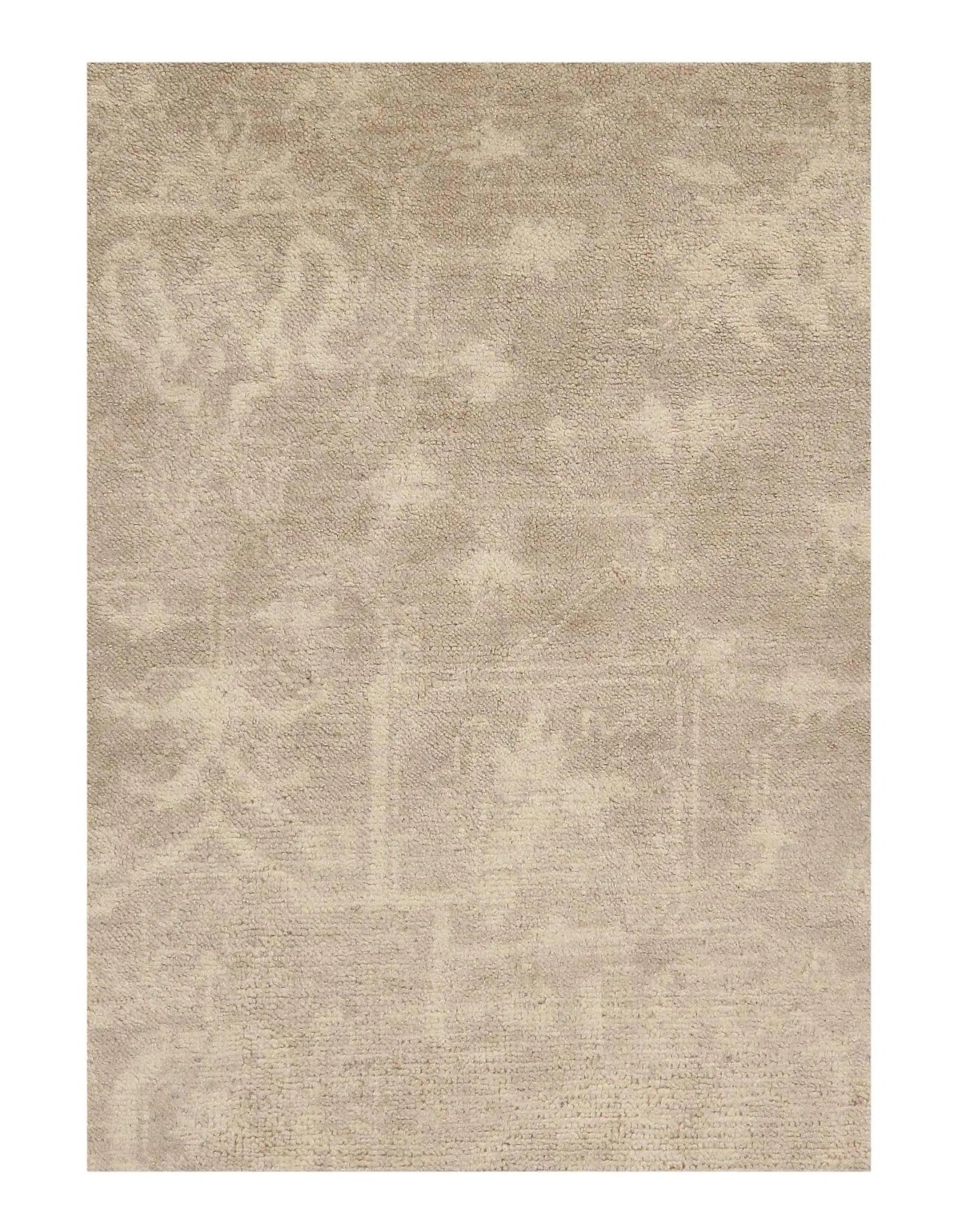 Canvello Ivory Hand Knotted Oushak design Rug - 8' X 9'5"