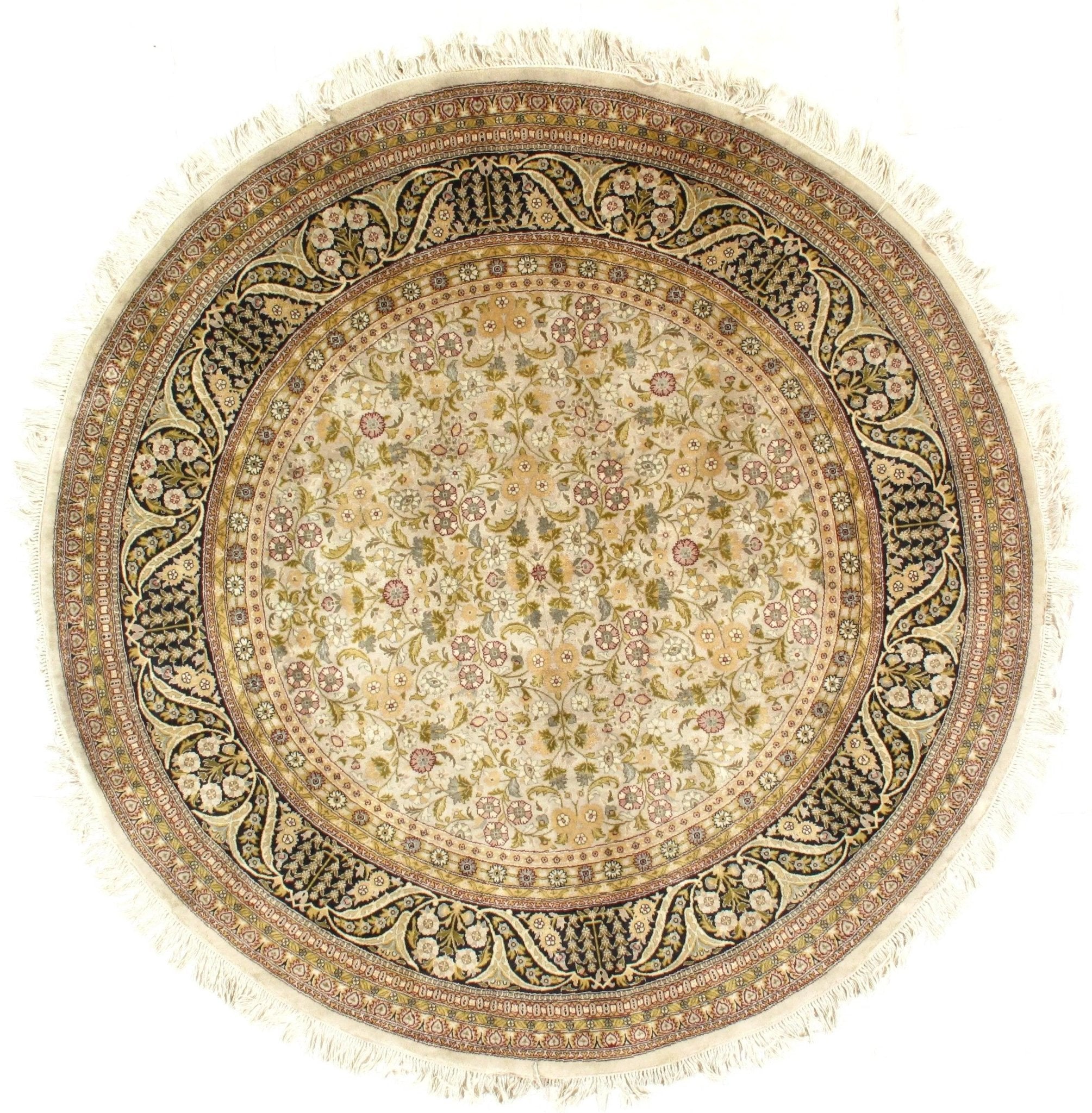 Canvello Ivory Tabriz Round Rug - 6' X 6'