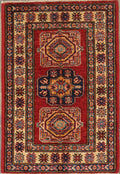 Canvello Kazak Hand-Knotted Lamb's Wool Area Rug- 2' X 2'10"
