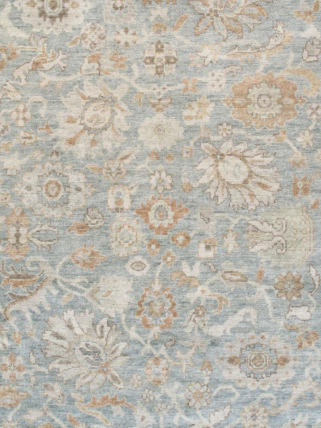Canvello Khotan Hand-Knotted Wool Light Blue Area Rug-10'2" X 14'2"