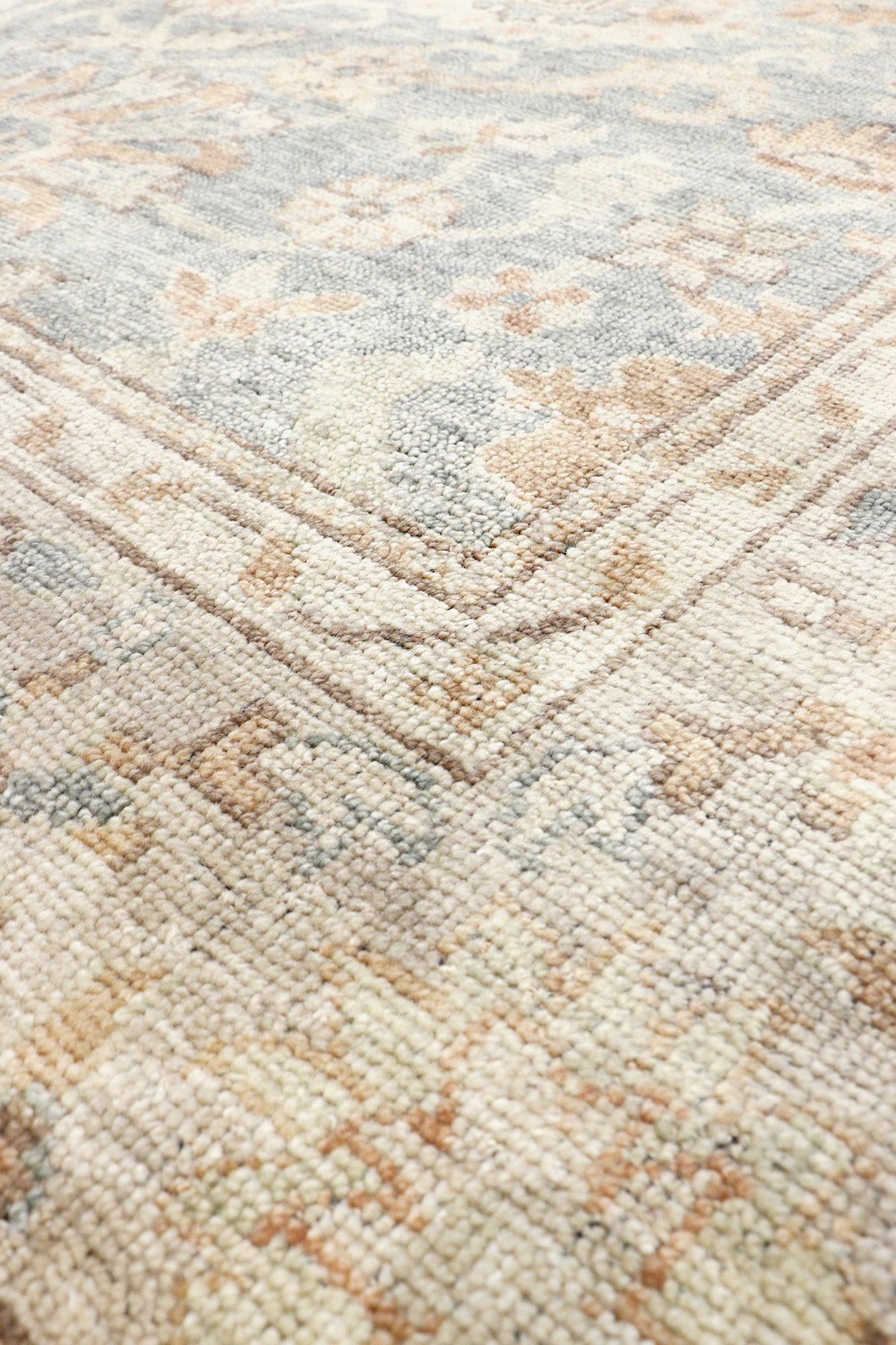 Canvello Khotan Hand-Knotted Wool Light Blue Area Rug-10'2" X 14'2"