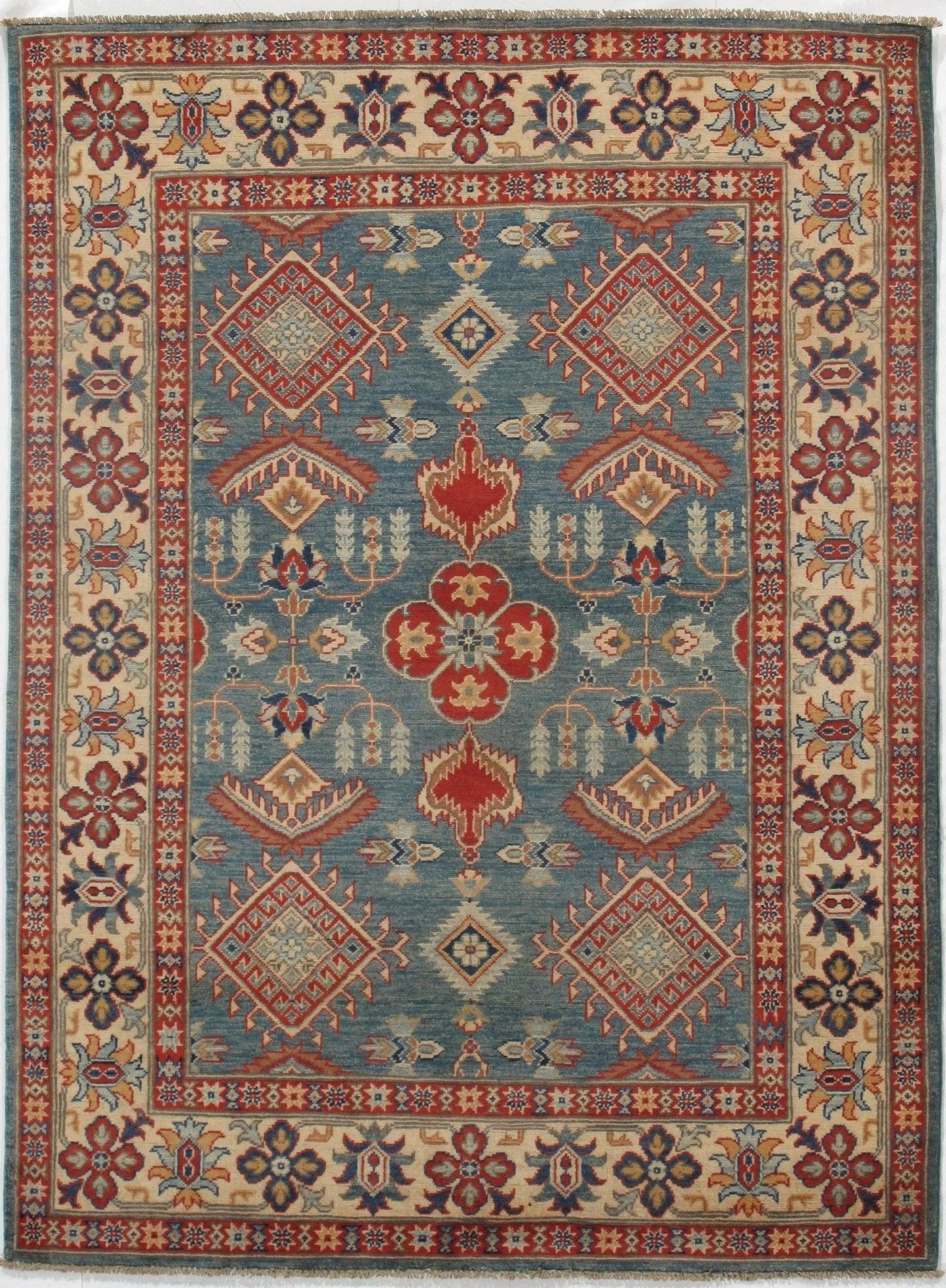 Canvello Light Blue Fine Kazak Rug - 5' X 7'