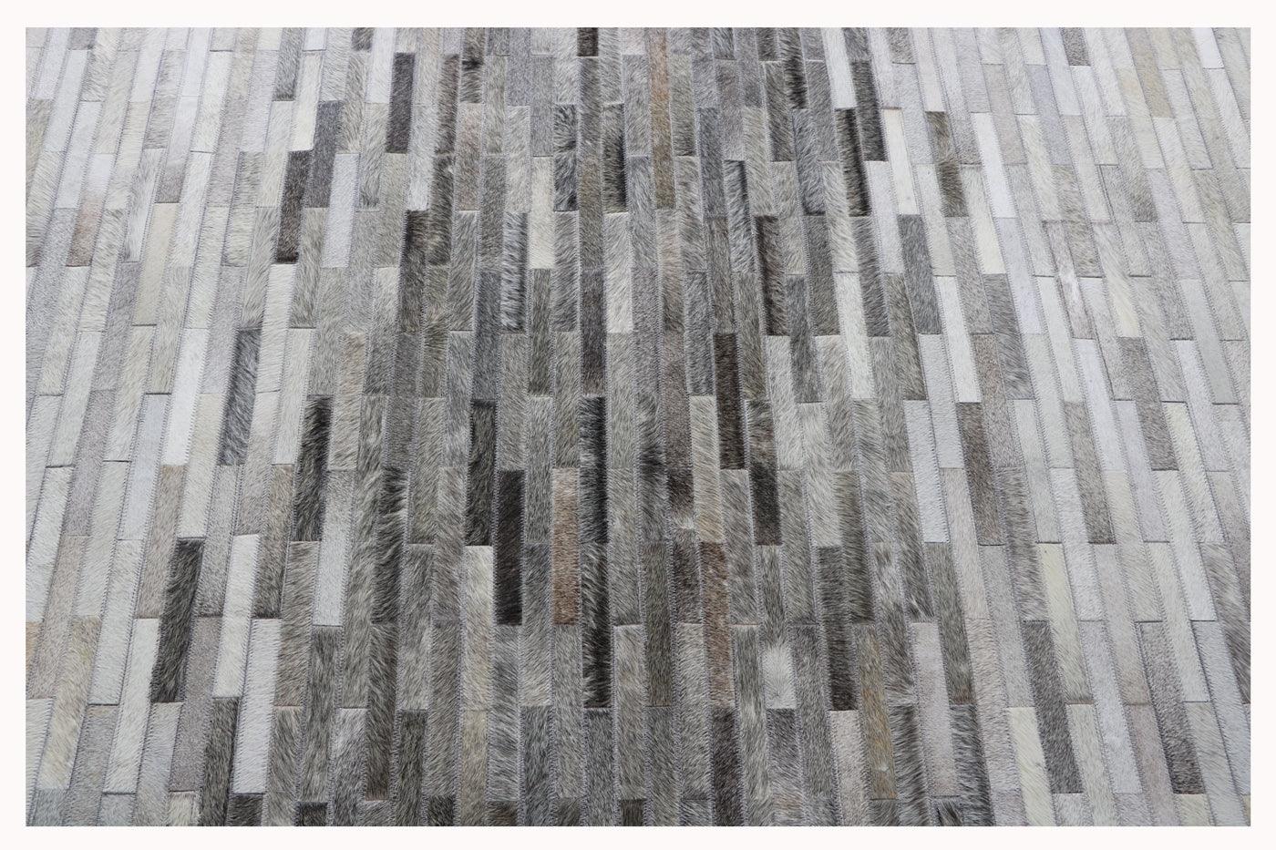 Canvello Modern Galaxy Hand-Loomed Silver Cowhide Area Rug- 5' X 8'