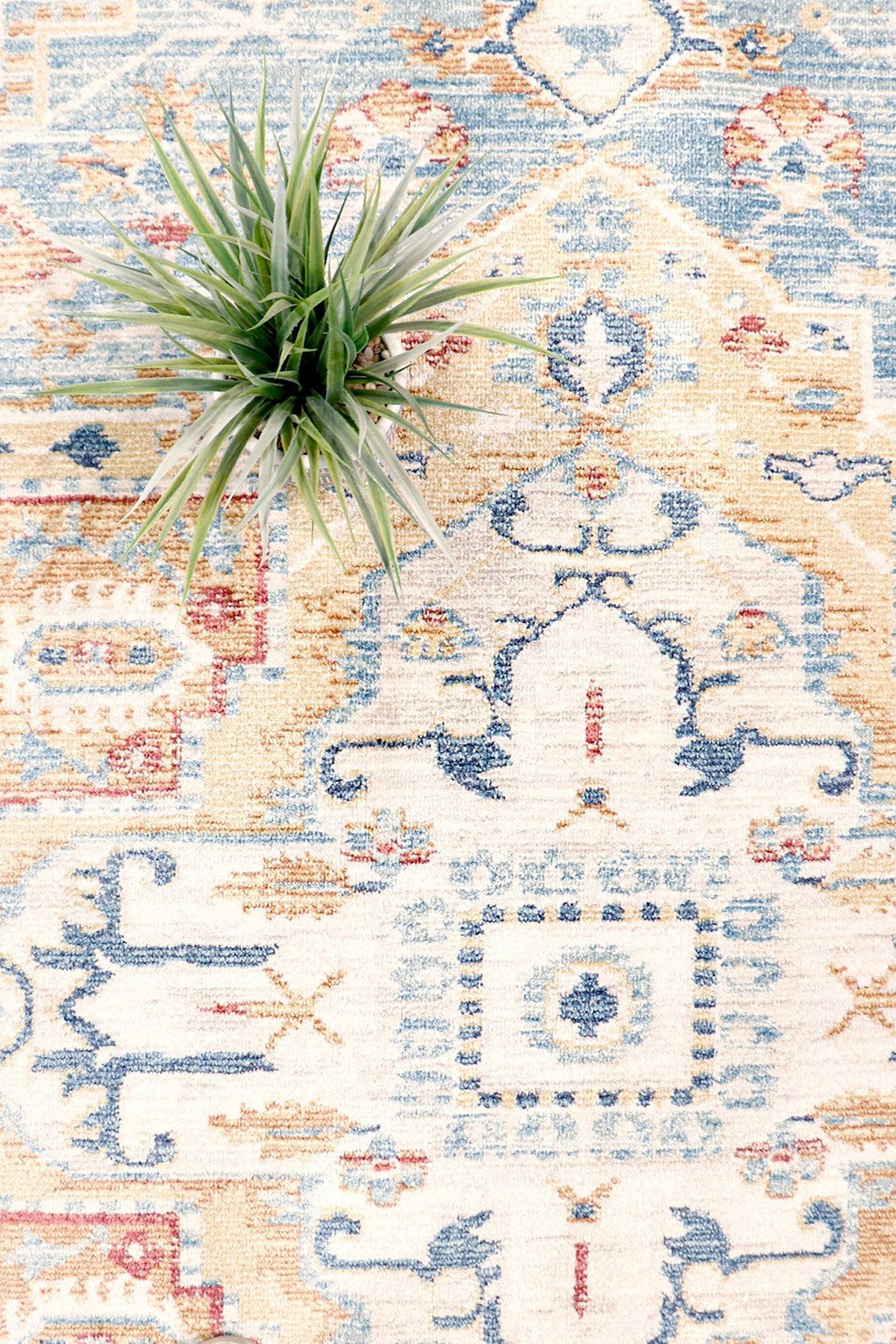 Canvello Modern Power Loom Light Blue & Ivory Area Rug - 5' X 8'