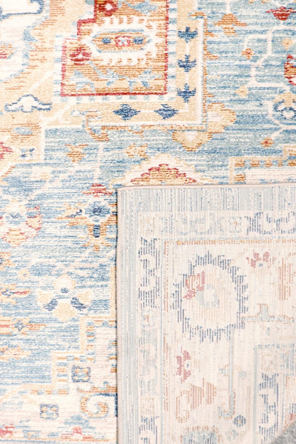 Canvello Modern Power Loom Light Blue & Ivory Area Rug - 5' X 8'