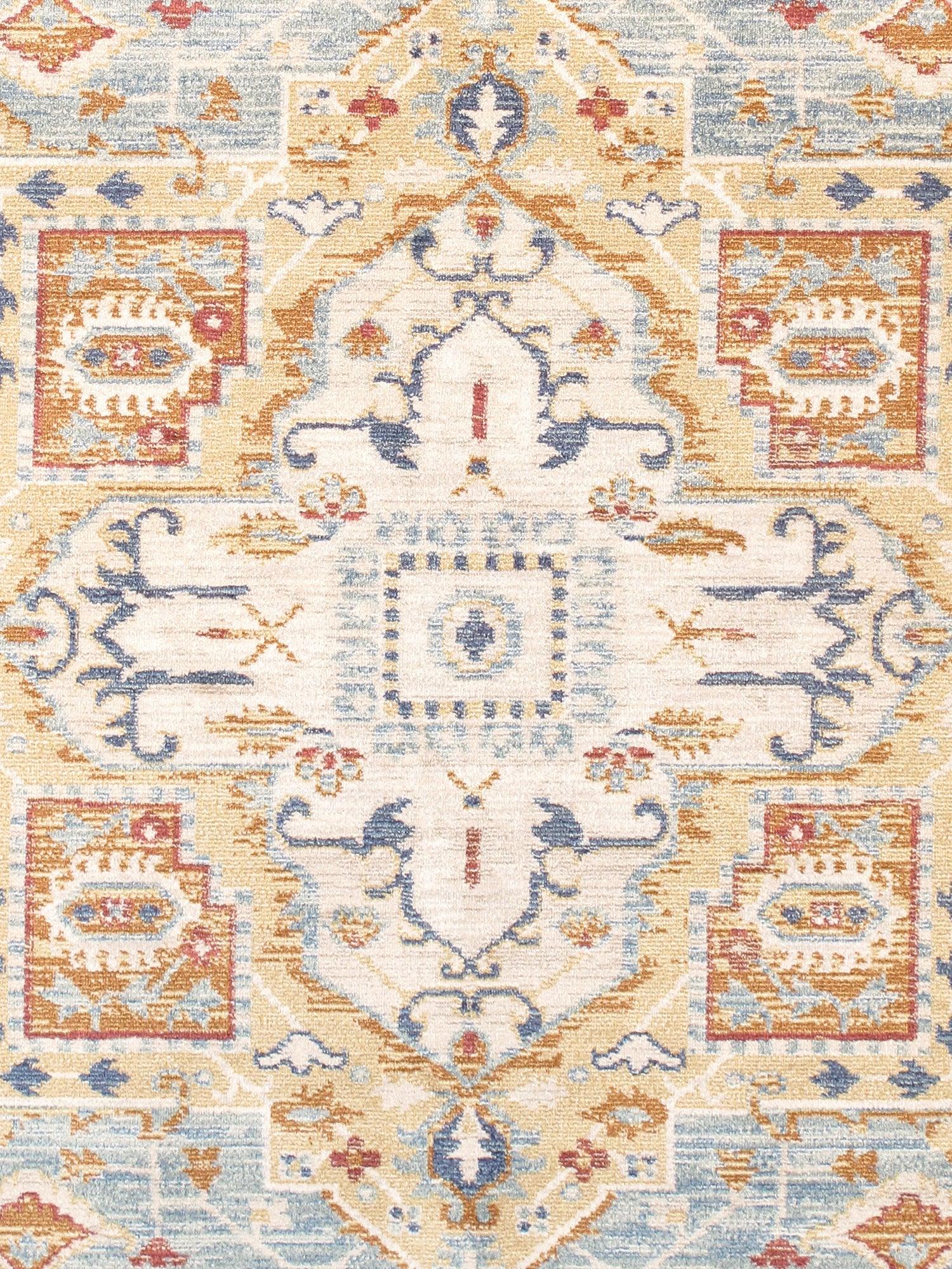 Canvello Modern Power Loom Light Blue & Ivory Area Rug - 5' X 8'