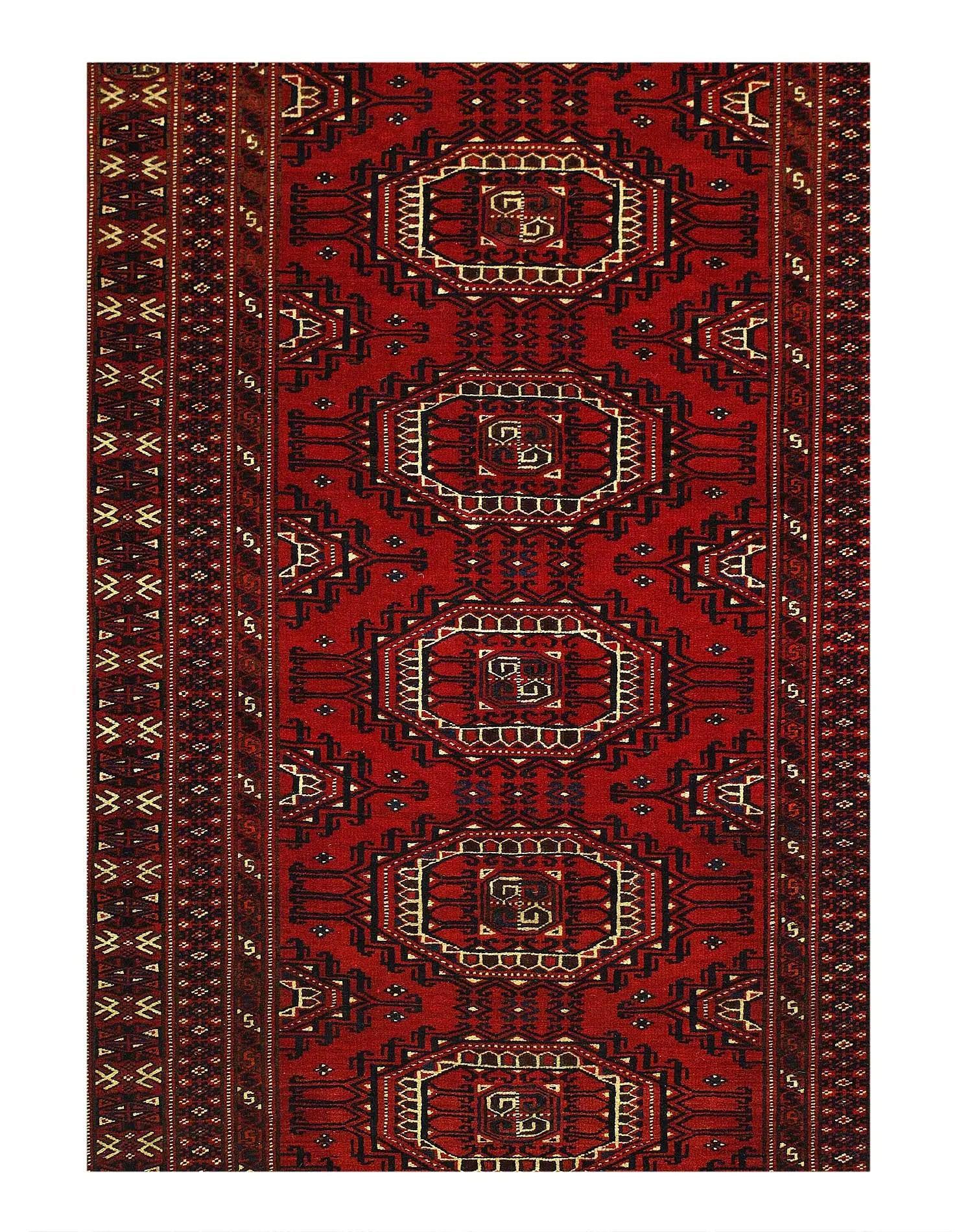 Canvello Red Russian Turkman Rug - 3'6'' x 5'8''
